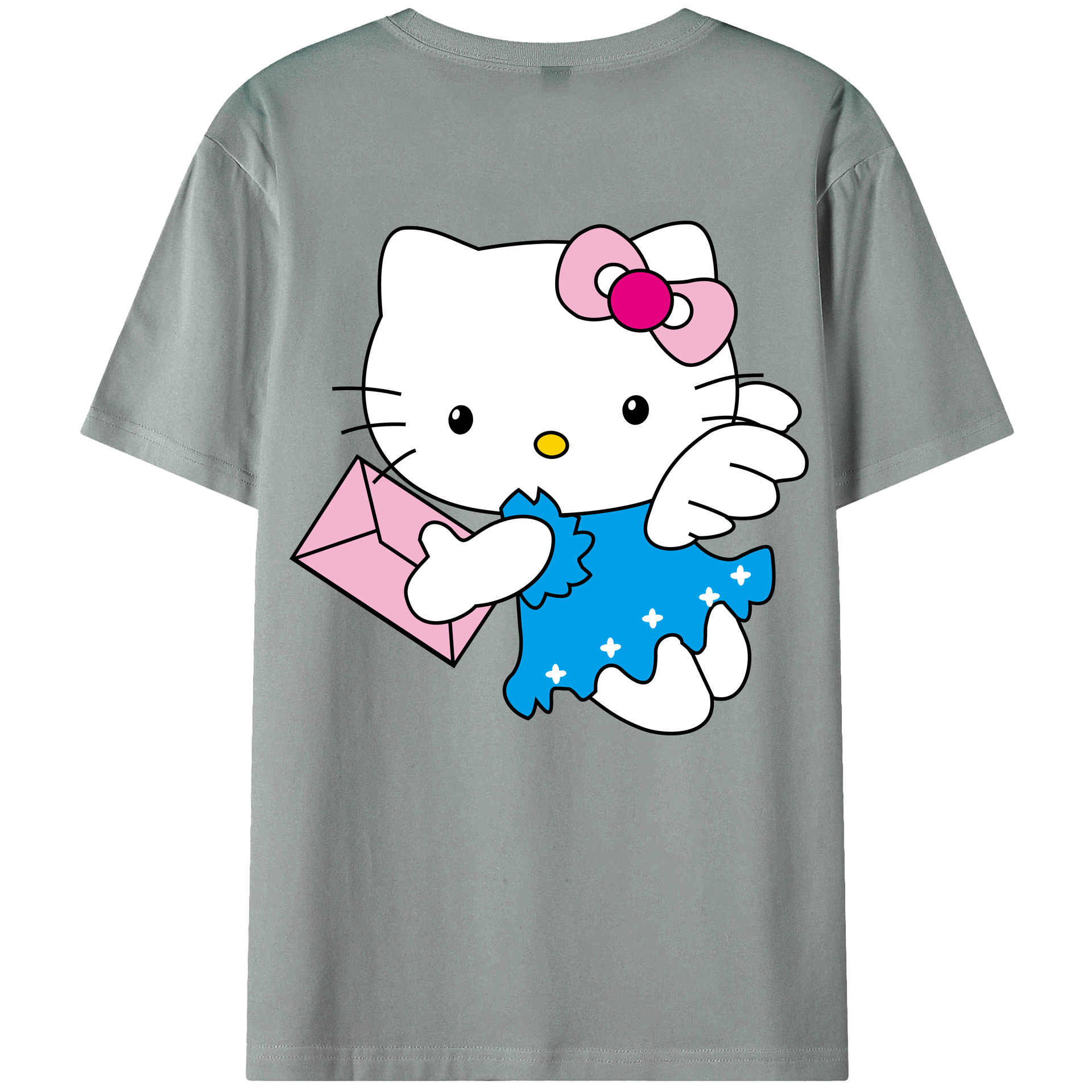 （画像用） Hello Kitty ハローキティ 綿100％ メンズ半袖Tシャツ（バックプリント） 通気性